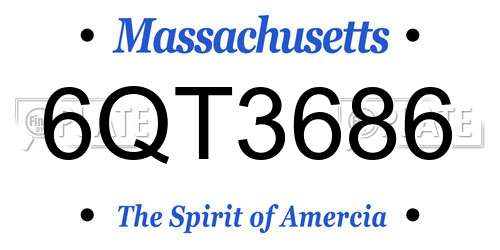 6QT3686 Massachusetts License Plate