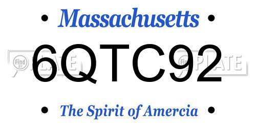 6QTC92 Massachusetts License Plate