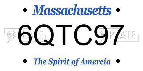 6QTC97 Massachusetts License Plate