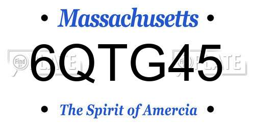 6QTG45 Massachusetts License Plate