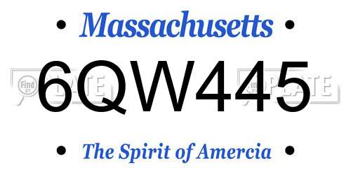 6QW445 Massachusetts License Plate
