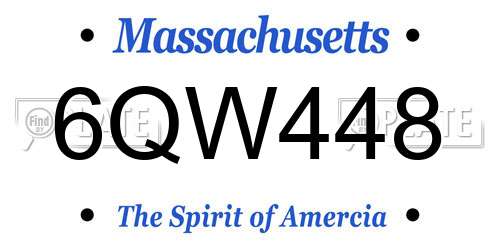 6QW448 Massachusetts License Plate