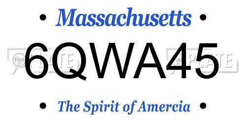 6QWA45 Massachusetts License Plate