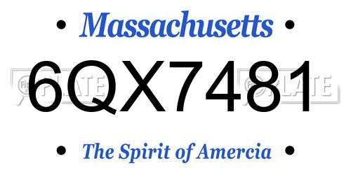 6QX7481 Massachusetts License Plate