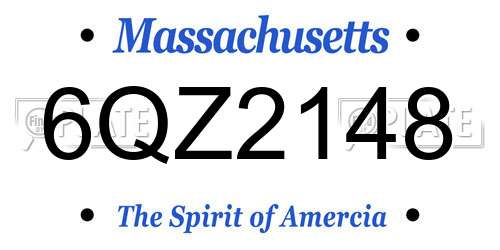 6QZ2148 Massachusetts License Plate