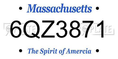 6QZ3871 Massachusetts License Plate