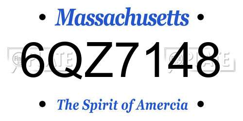 6QZ7148 Massachusetts License Plate