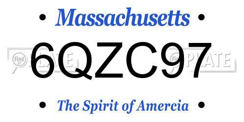 6QZC97 Massachusetts License Plate
