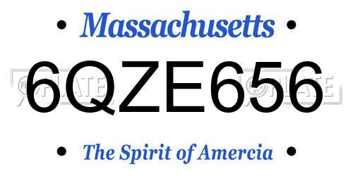 6QZE656 Massachusetts License Plate