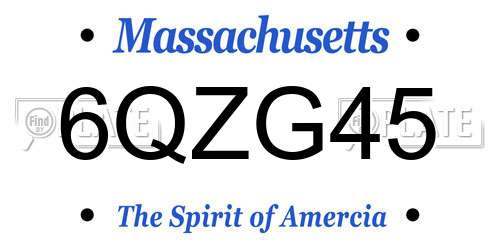 6QZG45 Massachusetts License Plate
