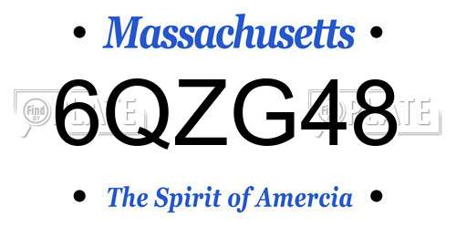 6QZG48 Massachusetts License Plate