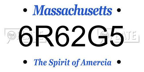 6R62G5 Massachusetts License Plate