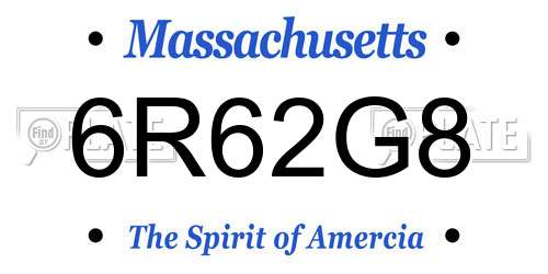 6R62G8 Massachusetts License Plate