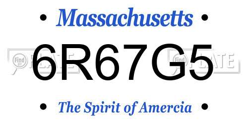 6R67G5 Massachusetts License Plate