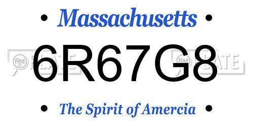 6R67G8 Massachusetts License Plate