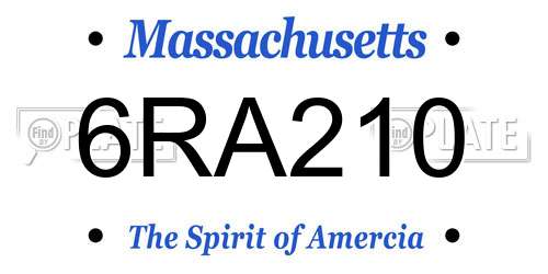 6RA210 Massachusetts License Plate