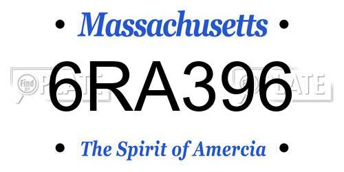 6RA396 Massachusetts License Plate