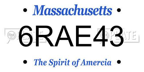 6RAE43 Massachusetts License Plate
