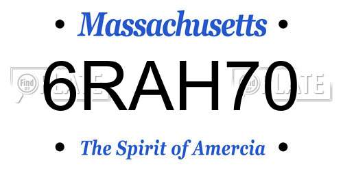 6RAH70 Massachusetts License Plate