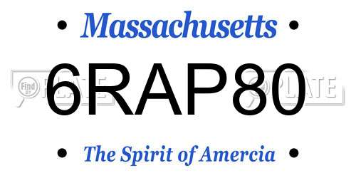 6RAP80 Massachusetts License Plate