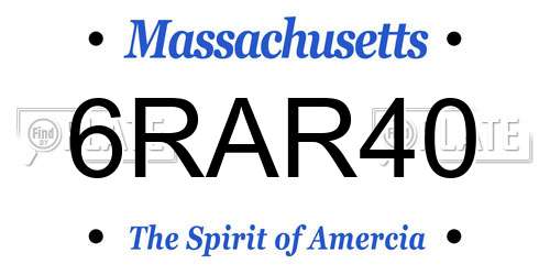 6RAR40 Massachusetts License Plate