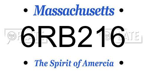 6RB216 Massachusetts License Plate