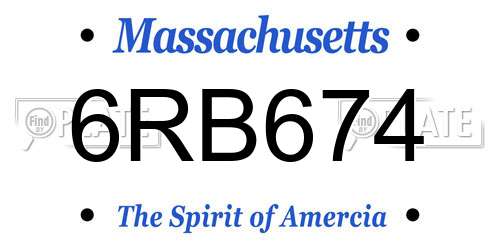 6RB674 Massachusetts License Plate