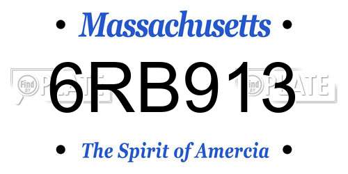 6RB913 Massachusetts License Plate