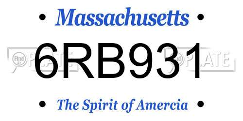 6RB931 Massachusetts License Plate