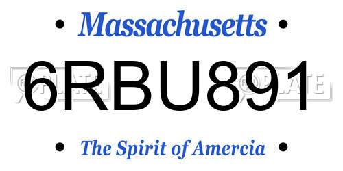 6RBU891 Massachusetts License Plate
