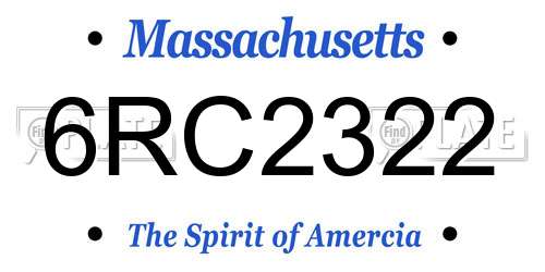6RC2322 Massachusetts License Plate