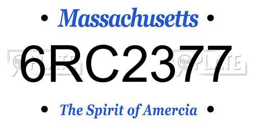 6RC2377 Massachusetts License Plate