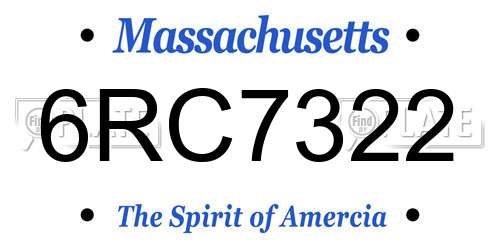6RC7322 Massachusetts License Plate