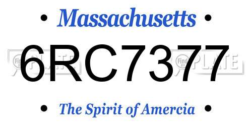 6RC7377 Massachusetts License Plate