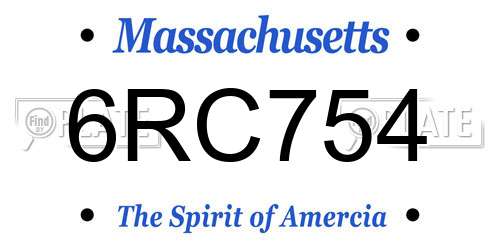 6RC754 Massachusetts License Plate