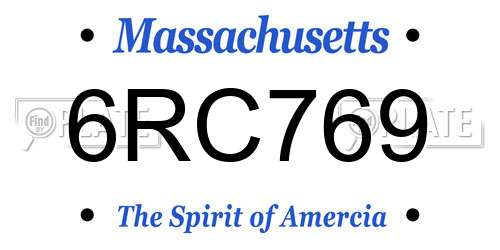 6RC769 Massachusetts License Plate