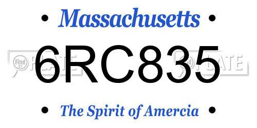 6RC835 Massachusetts License Plate