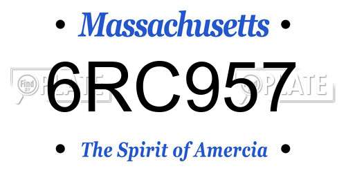 6RC957 Massachusetts License Plate
