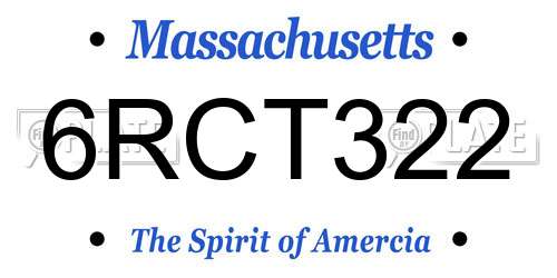6RCT322 Massachusetts License Plate