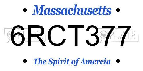 6RCT377 Massachusetts License Plate
