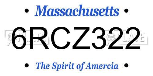 6RCZ322 Massachusetts License Plate