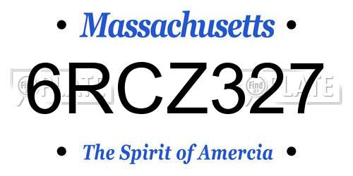 6RCZ327 Massachusetts License Plate