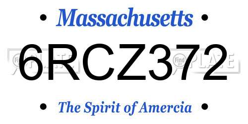 6RCZ372 Massachusetts License Plate