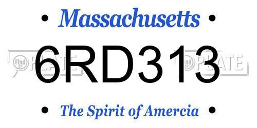 6RD313 Massachusetts License Plate