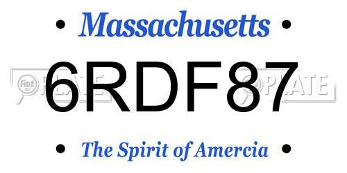 6RDF87 Massachusetts License Plate