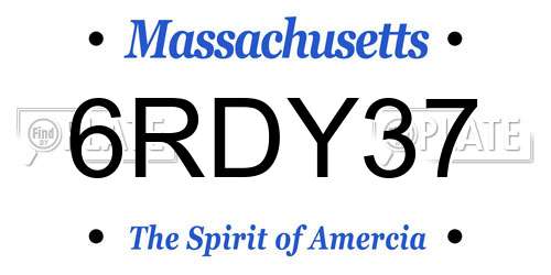6RDY37 Massachusetts License Plate