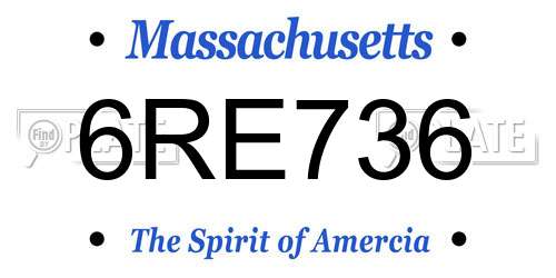 6RE736 Massachusetts License Plate