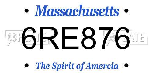 6RE876 Massachusetts License Plate