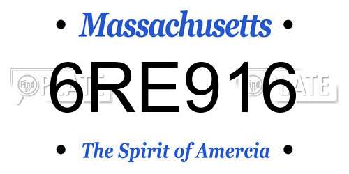 6RE916 Massachusetts License Plate