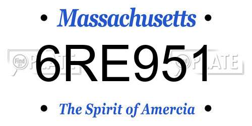 6RE951 Massachusetts License Plate